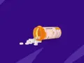 Flacone arancione rovesciato con pillole bianche sparse. Etichetta leggibile: Lasix 25 mg.