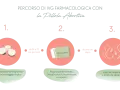 Percorso IVG farmacologica: 1. Mifepristone sotto controllo medico. 2. Assunzione di Misoprostolo per contrazioni. 3. Inizio sanguinamento, espulsione embrione. La pillola abortiva è un processo in tre fasi.