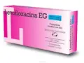 Scatola di Levoxacin EG 250 mg, con grande "L" rosa e dettagli informativi sul farmaco.