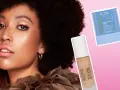 Modella con pelle luminosa e prodotti Astra: fondotinta e stick solare. Si può mettere il fondotinta sopra la crema solare per una protezione completa.