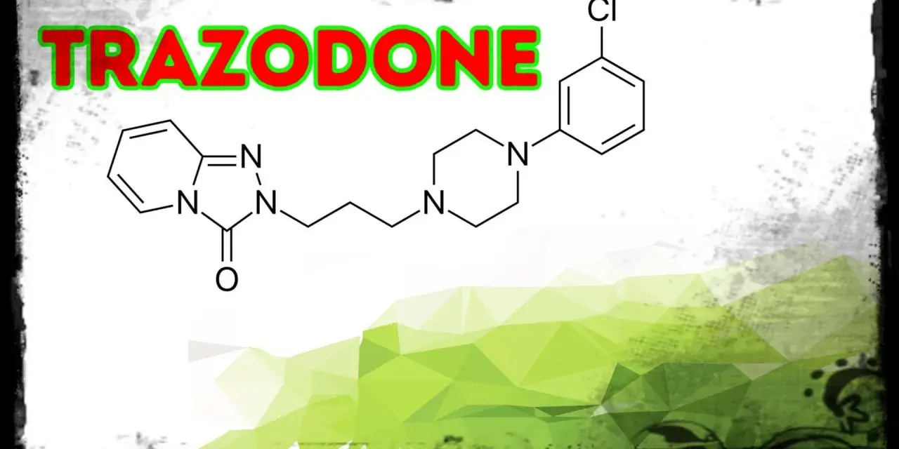 Struttura chimica del Trazodone, farmaco usato per trattare la depressione.