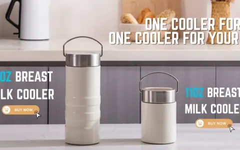 Due contenitori termici per latte materno, ideali per mantenerlo alla temperatura ambiente. Uno da 22oz e uno da 11oz.