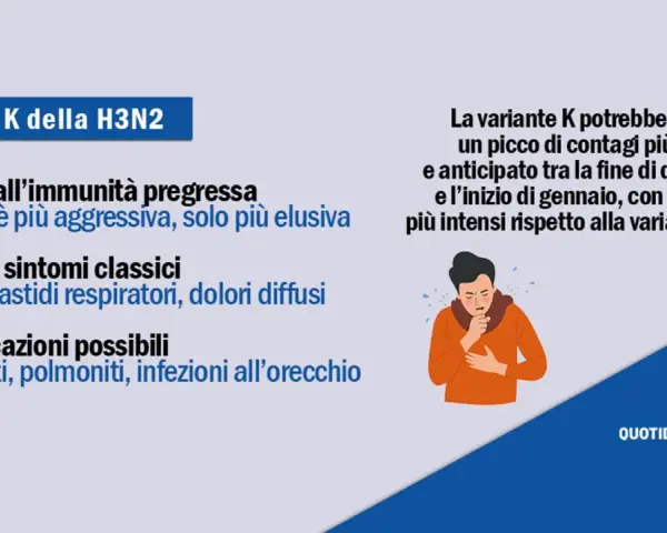 Variante K dell'influenza H3N2: elusiva, causa sintomi classici e possibili complicazioni. Picco contagi previsto a fine anno.