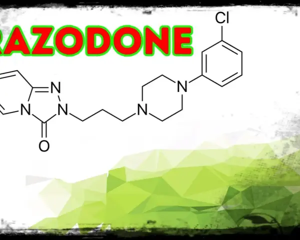 Struttura chimica del Trazodone, farmaco usato per trattare la depressione.