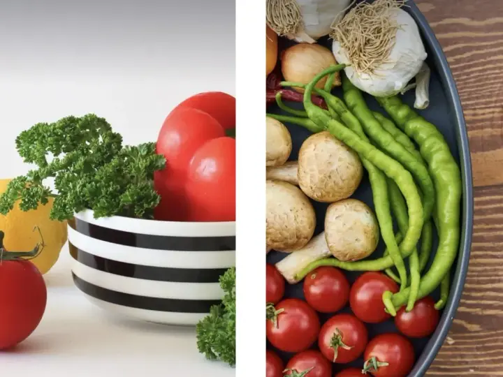 Pomodori, limone, prezzemolo e verdure miste. Alimenti ricchi di vitamina A in gravidanza per una dieta sana.