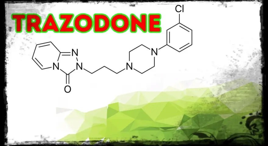 Struttura chimica del Trazodone, farmaco usato per trattare la depressione.